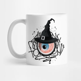 Monster Eye with Witch Hat Graffiti Mug